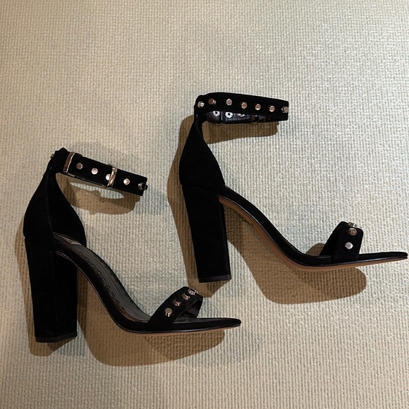 dolce vita black suede silver studded sandal heel - Picture 3 of 5
